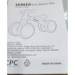 Balance Bike Pink UD30 4 Wheels for 12-24 Months Boys & Girls 2025 By SEREED